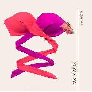 VICTORIAS SECRET PINK AND PURPLE CRIS CROSS BIKINI TOP SIZE M